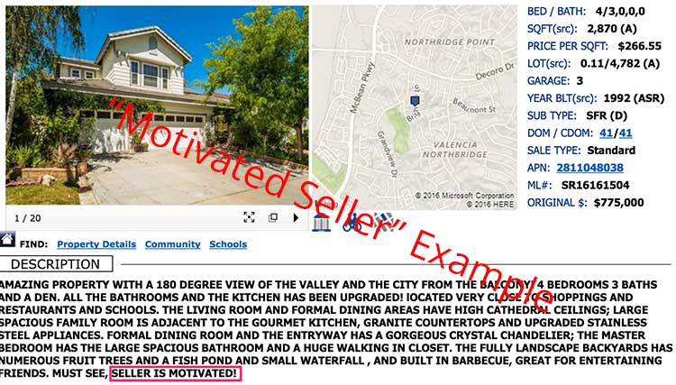 Motivated Home Seller Example
